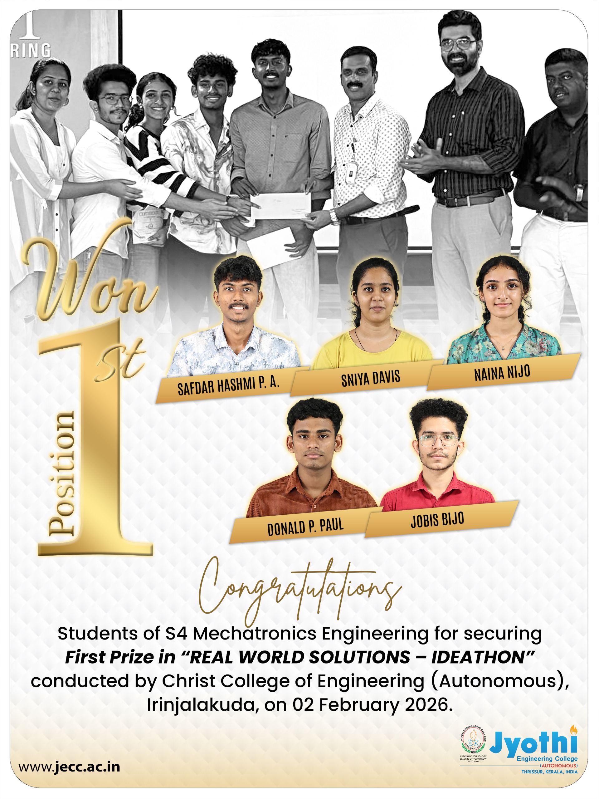 S4 MRE Team Clinches First Prize at Real World Solutions Ideathon 